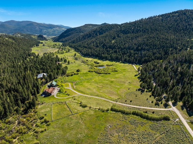 birds eye view of property featuring a mountain view