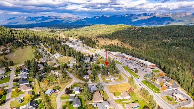 drone / aerial view with a mountain view