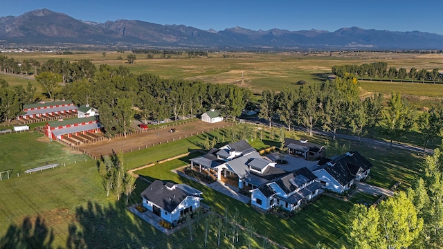 aerial view with a rural view and a mountain view