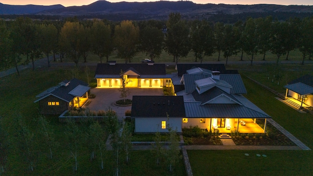 aerial view with a mountain view