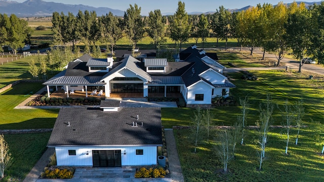 aerial view with a mountain view