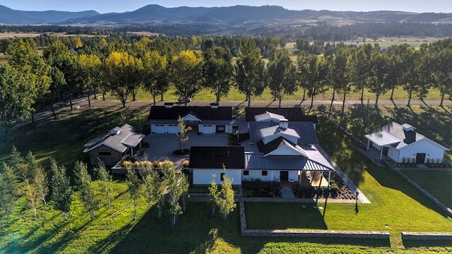 drone / aerial view with a mountain view