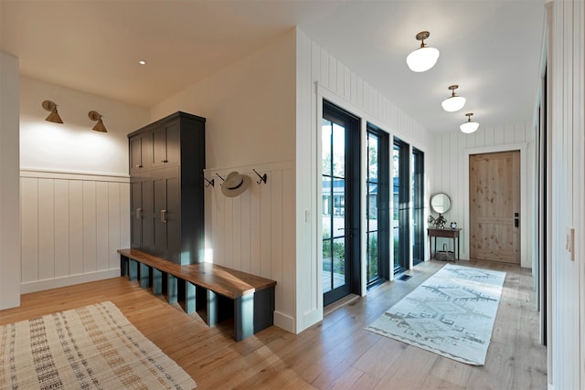 mudroom with light wood-type flooring