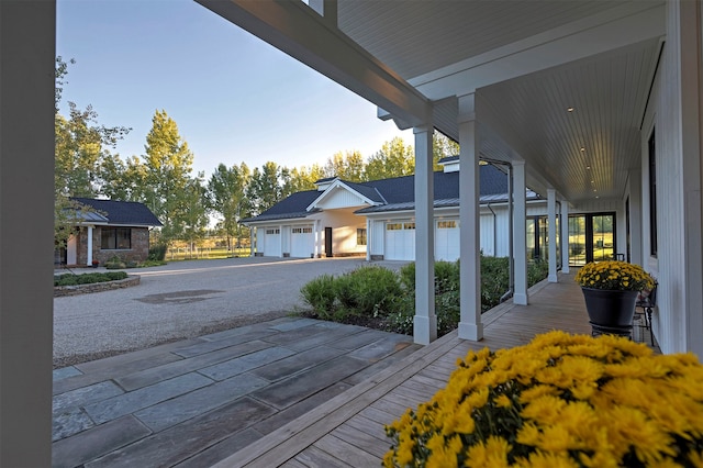 wooden terrace with covered porch