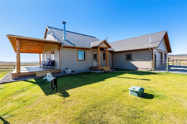 53 Skyview Ln, Townsend, MT 59644 - back of house with a metal roof and a wooden deck