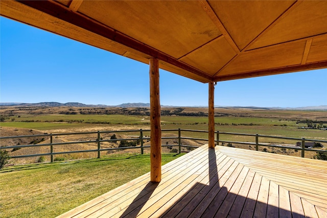 53 Skyview Ln, Townsend, MT 59644 - deck featuring a view of rural / pastoral area, a yard, and a mountain view