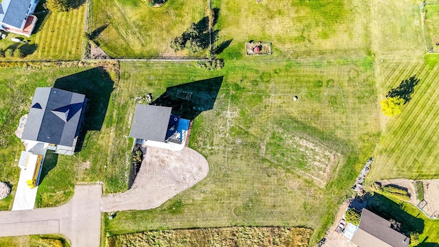 drone / aerial view with a rural view