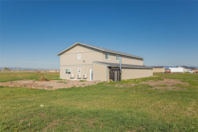 view of property exterior with an outbuilding, an outdoor structure, and a lawn