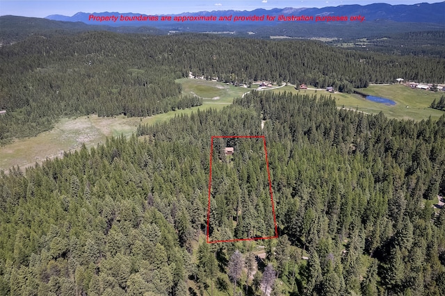 birds eye view of property with a mountain view