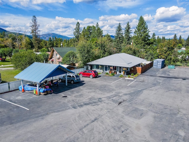 view of parking featuring a mountain view