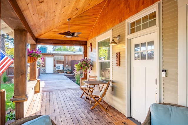 deck featuring ceiling fan