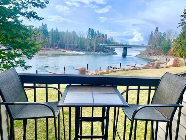 balcony with a water view