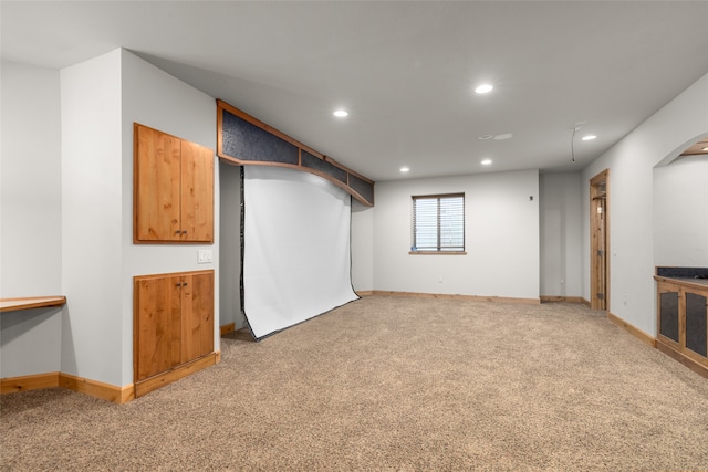 basement with carpet floors