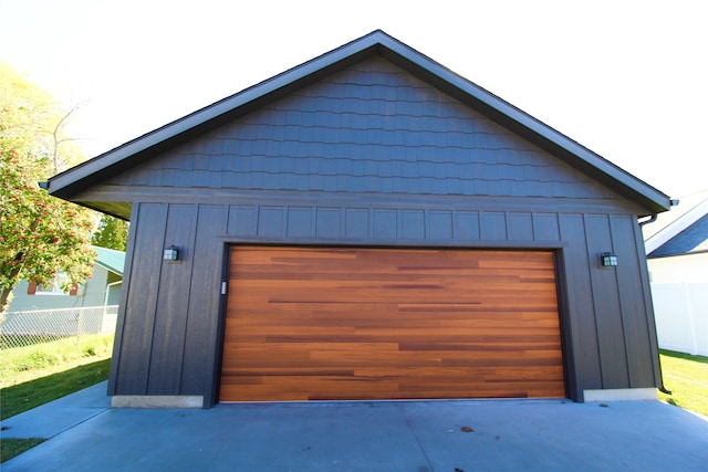 garage with wooden walls