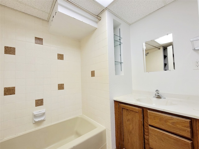 bathroom with vanity and tub / shower combination