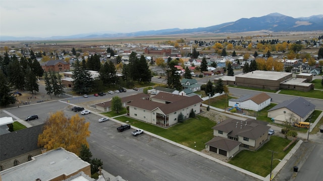 bird's eye view with a mountain view