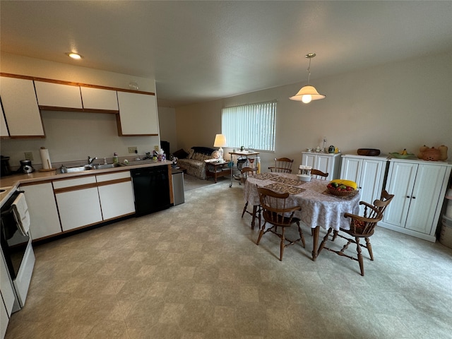 dining space with sink