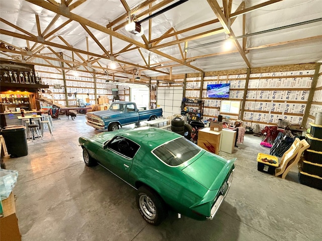 garage with a garage door opener