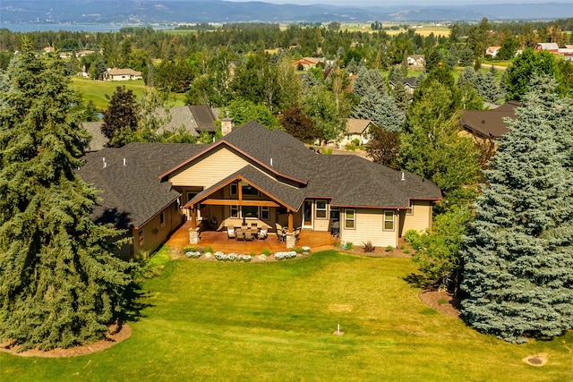 aerial view with a mountain view