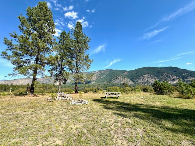 view of mountain feature with a rural view