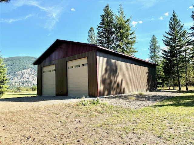 garage with a mountain view