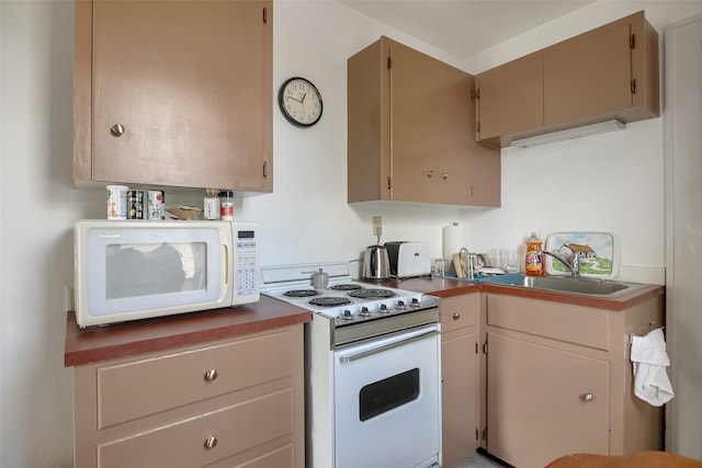 kitchen with white appliances and sink