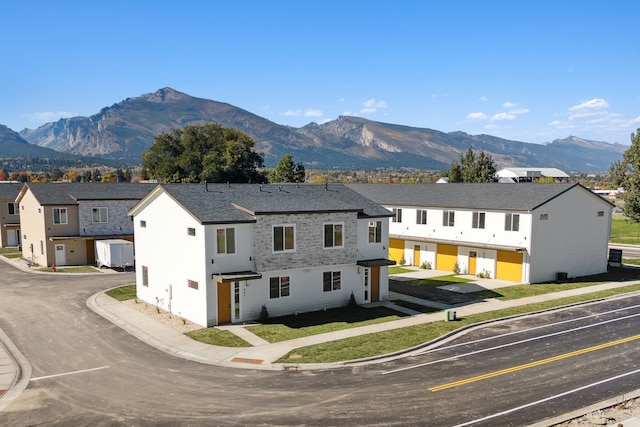 view of mountain feature with a residential view