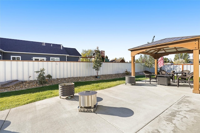 view of patio / terrace featuring a gazebo