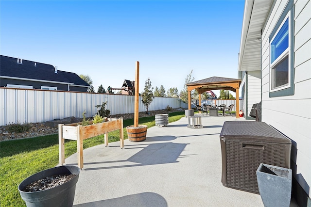 view of patio featuring a gazebo