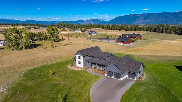 aerial view with a rural view and a mountain view