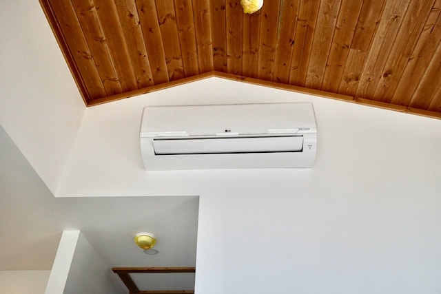72 River Ct N, Eureka, MT 59917 - details featuring wooden ceiling and a wall unit AC