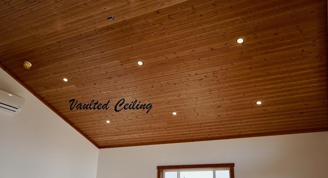 72 River Ct N, Eureka, MT 59917 - room details with wooden ceiling, a wall mounted air conditioner, and recessed lighting