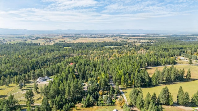 1627 Foothill Rd, Kalispell, MT 59901 - aerial view of property and surrounding area with a heavily wooded area and a mountain backdrop
