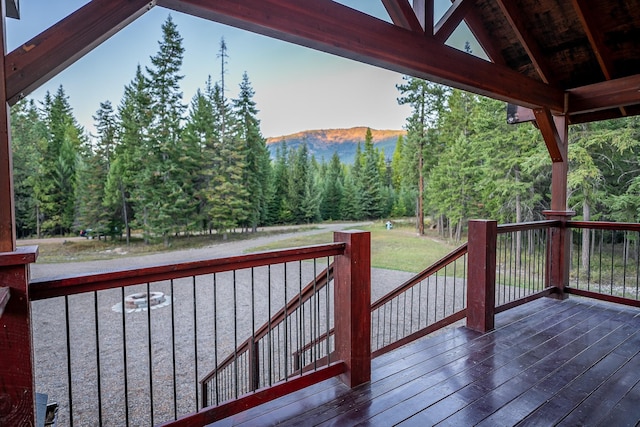 44 Copper Ridge Rd, Trout Creek, MT 59874 - deck featuring a mountain view and a wooded view
