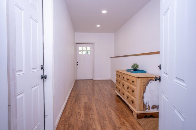 44 Copper Ridge Rd, Trout Creek, MT 59874 - doorway with recessed lighting, wood finished floors, and baseboards