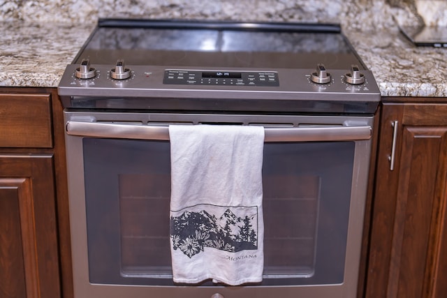 room details with stainless steel electric range oven