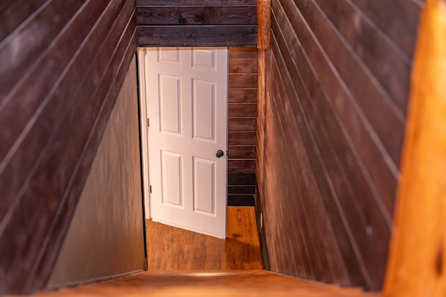 stairs with wooden walls