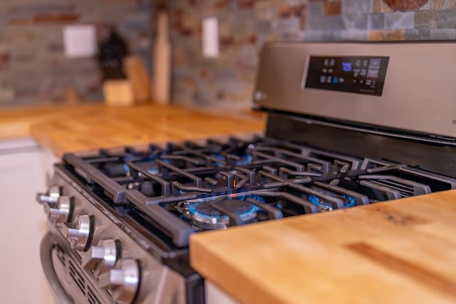 interior details with gas range