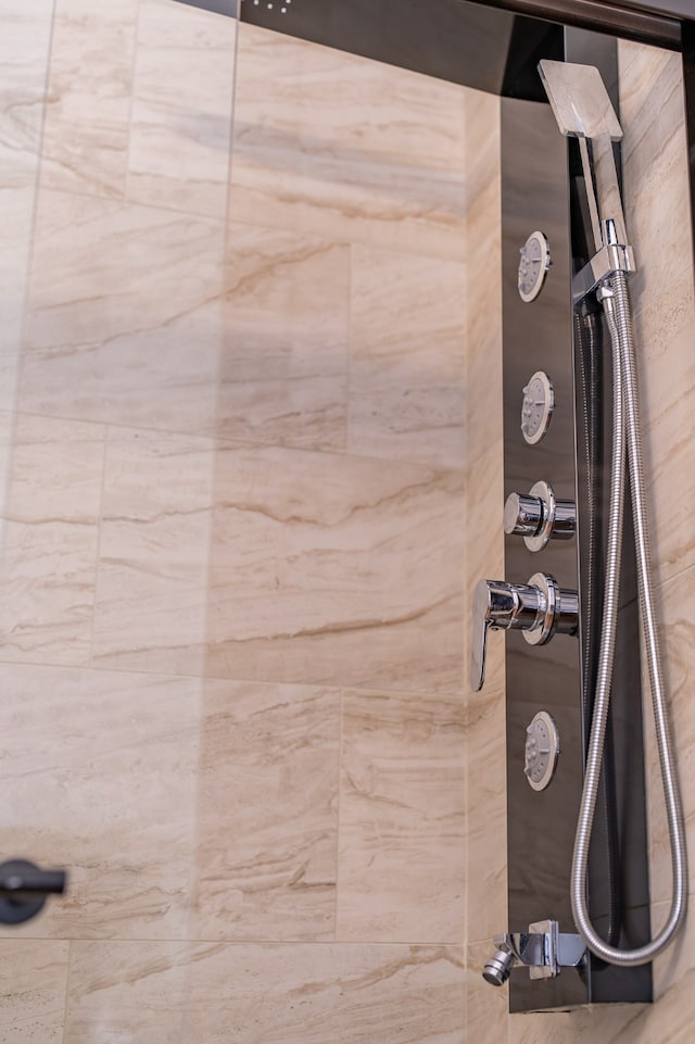 interior details with tiled shower