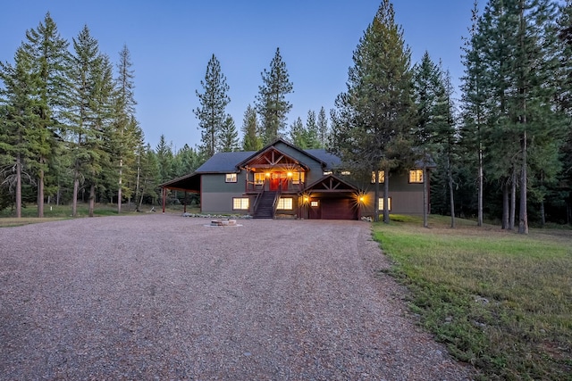 44 Copper Ridge Rd, Trout Creek, MT 59874 - view of front facade with gravel driveway and stairs