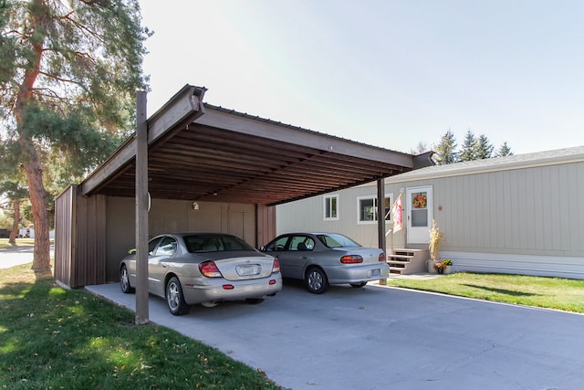 view of car parking featuring a carport