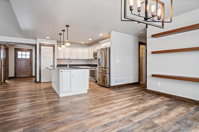 living room with ceiling fan, dark hardwood / wood-style floors, and vaulted ceiling