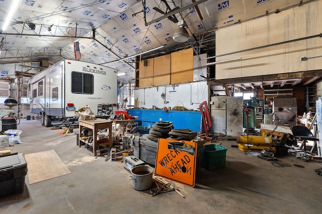 garage featuring a workshop area