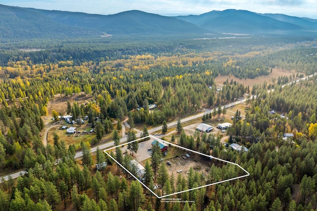 birds eye view of property with a mountain view