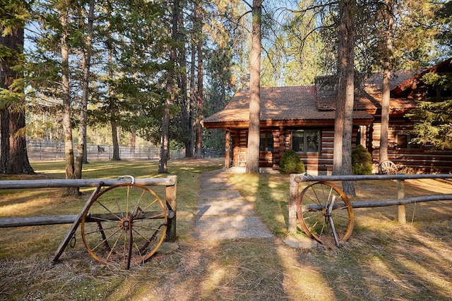 view of log home