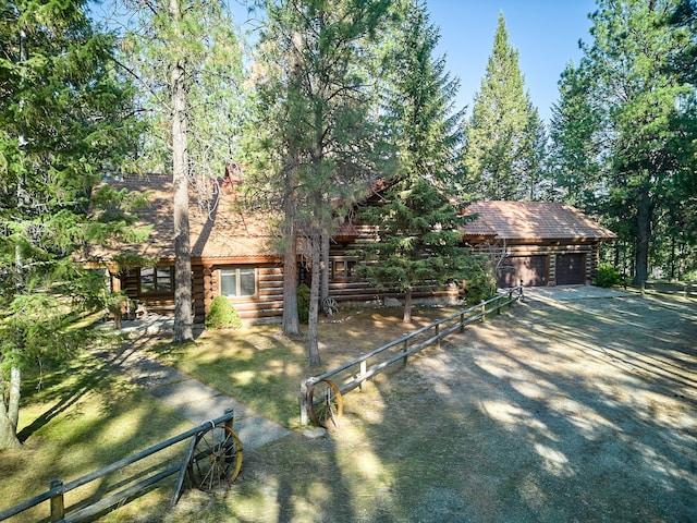 cabin with a garage