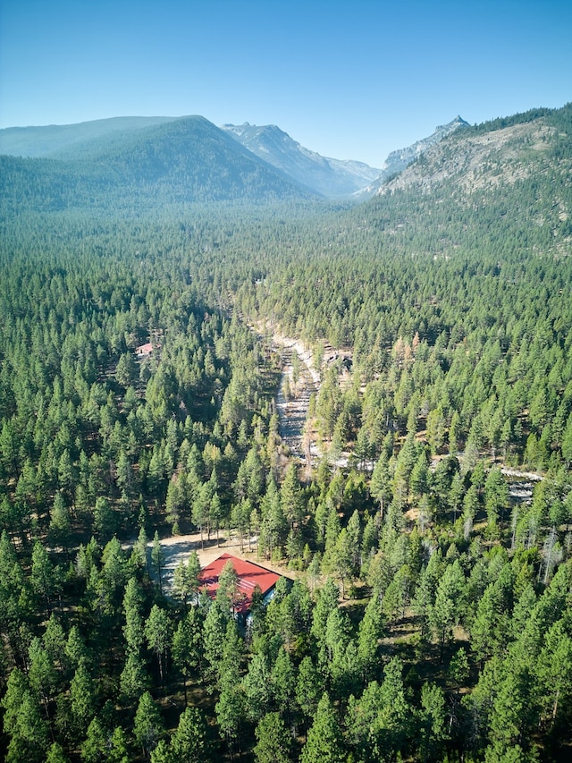 bird's eye view with a mountain view