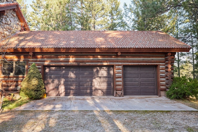 view of garage