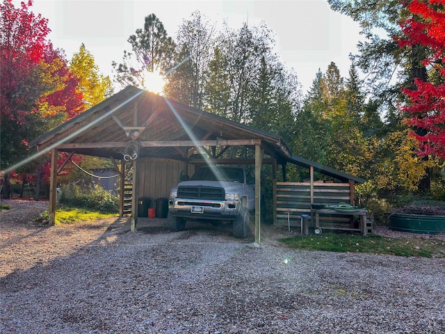 view of parking with a carport