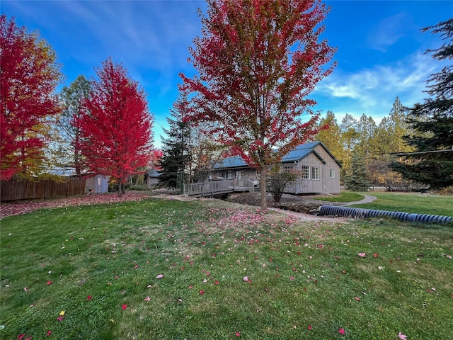 view of yard with a shed